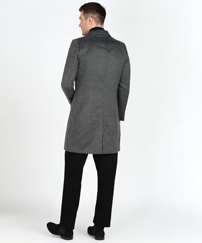 Buy ESSENTIELE Men's Charcoal Grey Trench Coat Slim Fit Notch